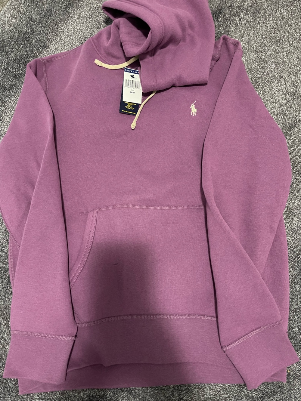 Ralph Lauren Men Mauve Teddy Hoodie with Embroidered Pony NWT